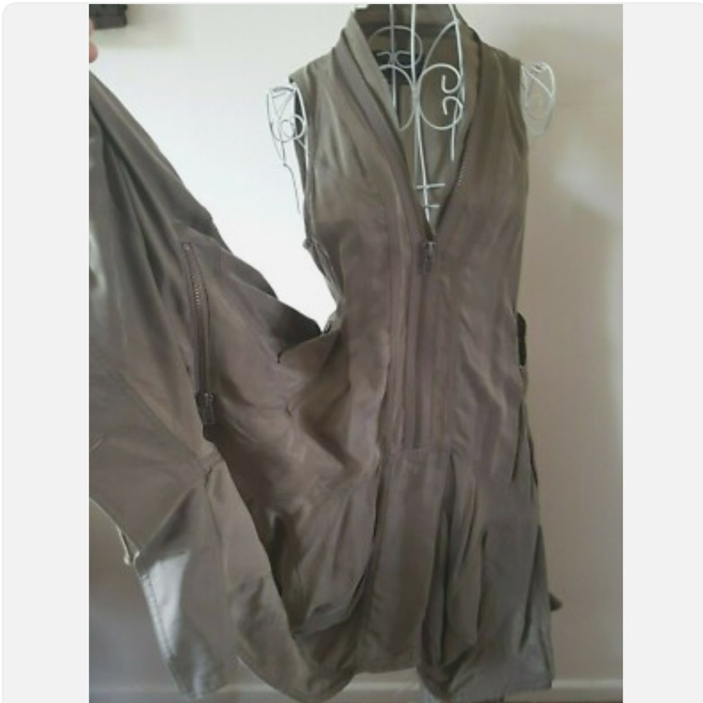 ALL SAINTS PARACHUTE ZEEDA DRESS TAUPE GREEN 10 RARE - Picture 13 of 13